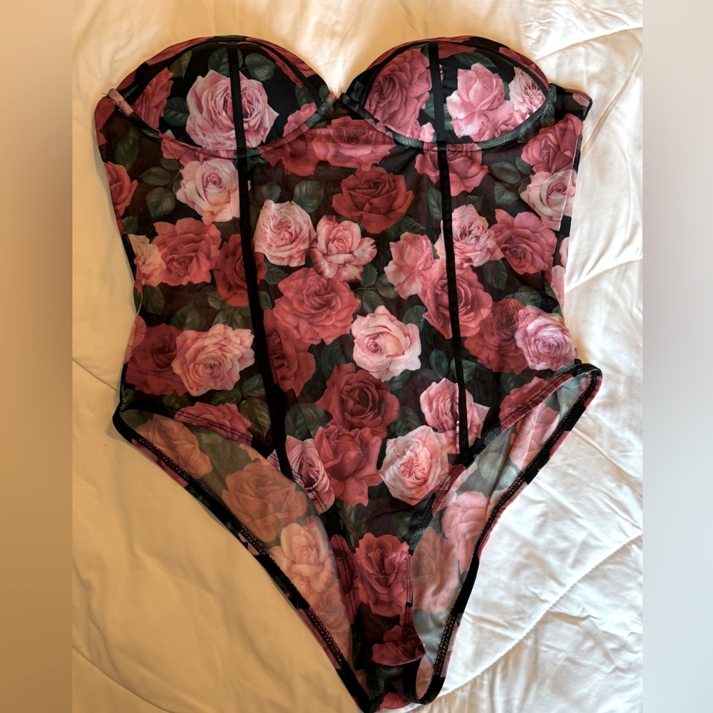 Black Floral Sheer Bodysuit